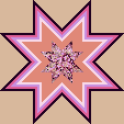 pink, gold eight point star