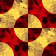 red, gold scallops