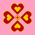 red and gold hearts block