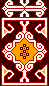brown, ivory, red border