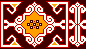 brown, ivory, red border