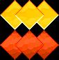 yellow, orange, brown block
