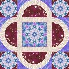 blue, burgundy, cream block