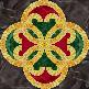 red, green, gold, black block