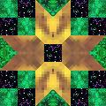 gold, green, black block