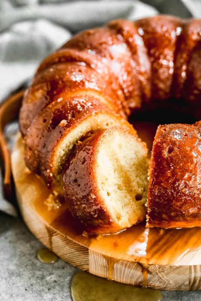 Rum cake slice