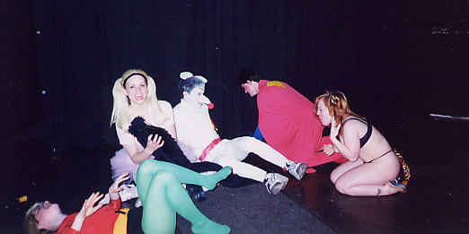They're, ah, playing Twister. Yeah.