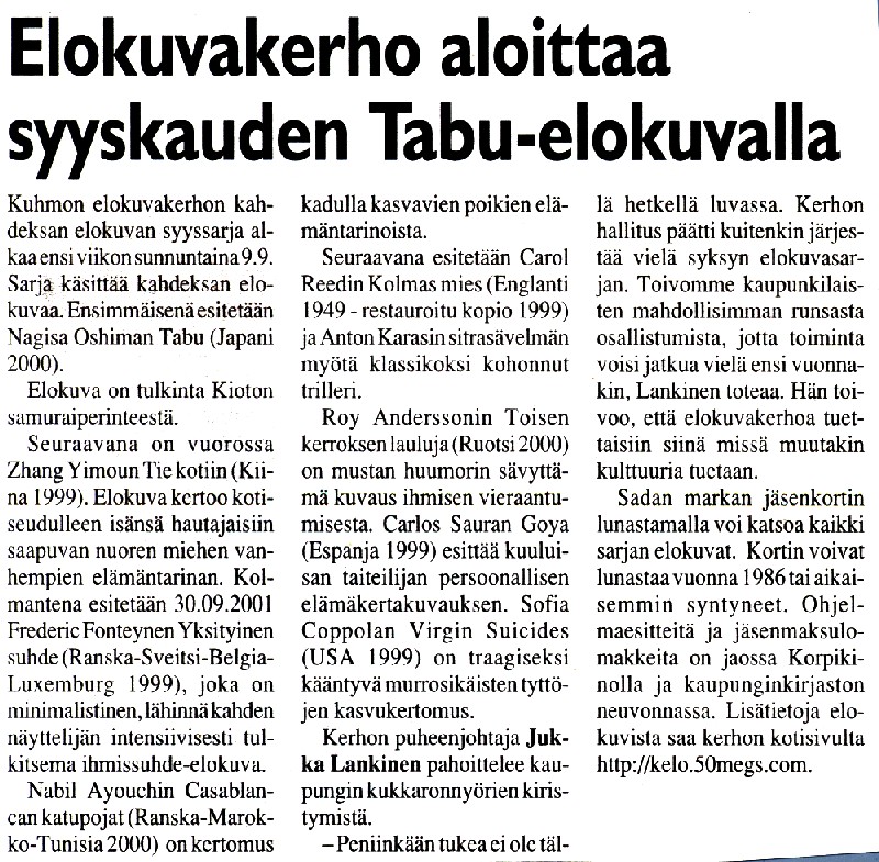 Uutinen 31.8.01