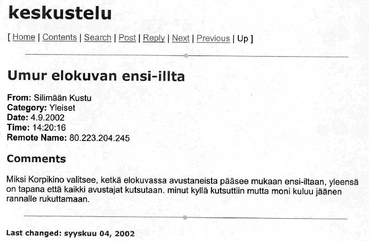 Kuhmonetin keskustelupalstalta 