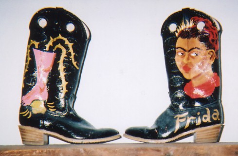 my hand painted Frida Kahlo cowboy boots which I made all by myself.&nbsp; They are not comfortable to wear