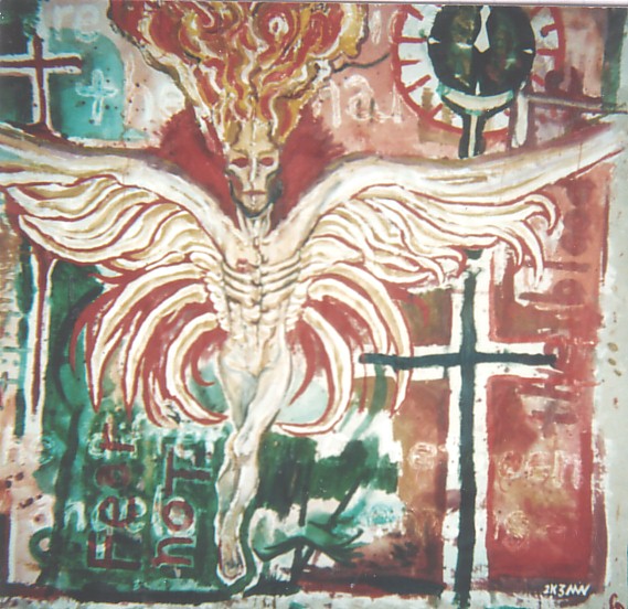 detail of an angel painting (the camera cut off the other half)