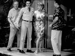 Roland Winters (left) with Elvis, Angela Lansbury and John Archer in Blue Hawaii