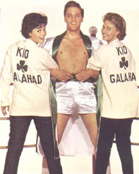 Lola Albright (right) with Elvis and Joan Blackman in a publicity shot for Kid Galahad