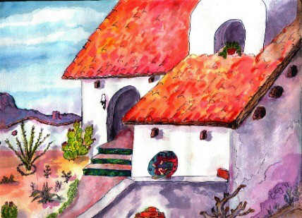 southwestern art, watercolor painting