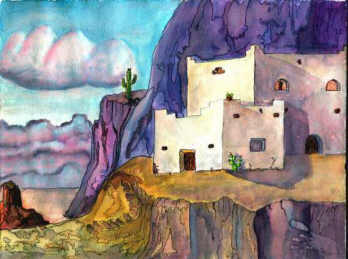 southwestern art, watercolor painting