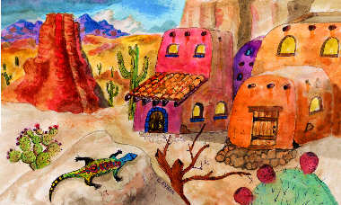 southwestern art, watercolor painting