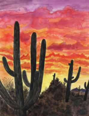 southwestern art, watercolor painting