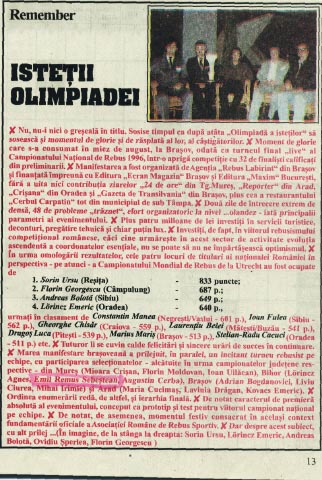 rezultatele de la prima mea participare la o finala de rebus - 1996 ("Ecran magazin")