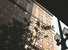 Looking up at the Gravier Place Aparmtnets on Gavier Street in the CBD