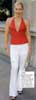 white pants and halter