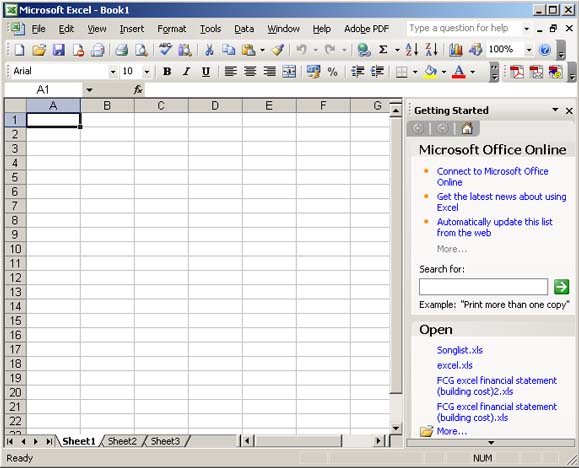 The Microsoft Excel Screen