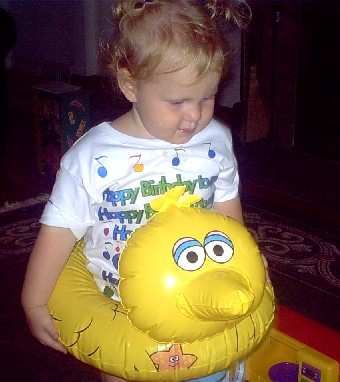 Ready for a swim with Big Bird!