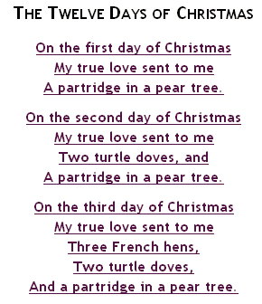 Pics Photos  12 Days Of Christmas Songs Lyrics