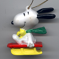 Whitman's, 1996, Snoopy sledding, red sled, yellow runners