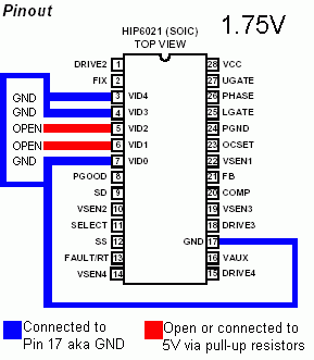 HIP6021 DC/DC Converter at 1.75V