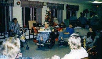 Residents opening their gifts
