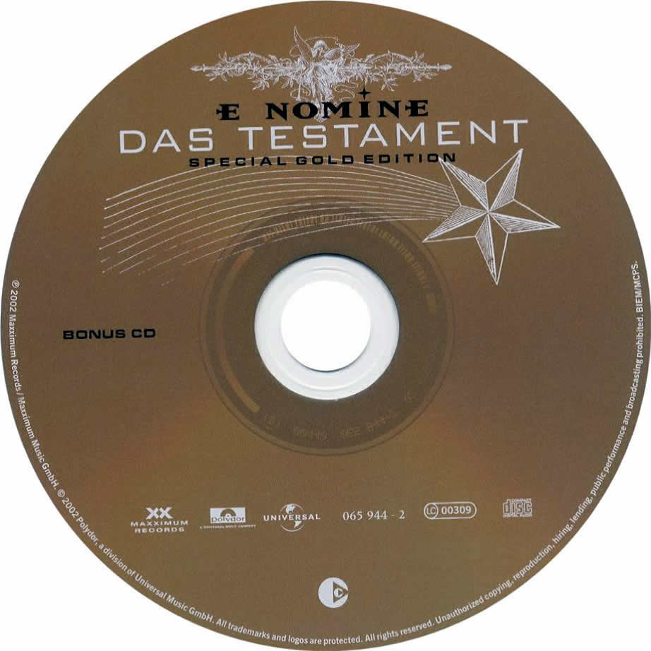 Das Testament (Special Gold Edition) Bonus CD
