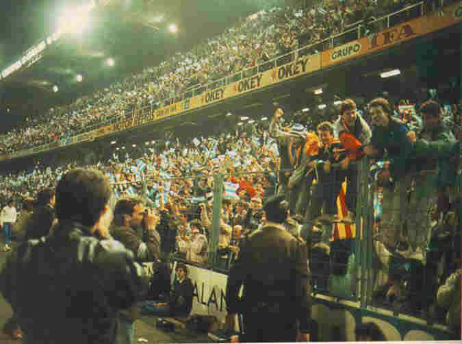 Al finalizar el encuentro de semifinales de la copa de la Uefa (1988)