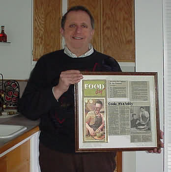 Ron holding Food Day Magazine article