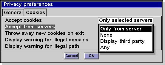 Screenshot of privacy settings