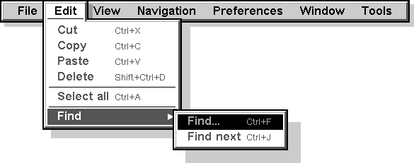 Screenshot of edit menu