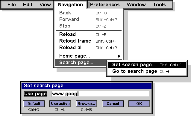 Screenshot of Opera's search page settings