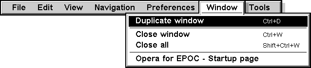 Screenshot of windows menu menu
