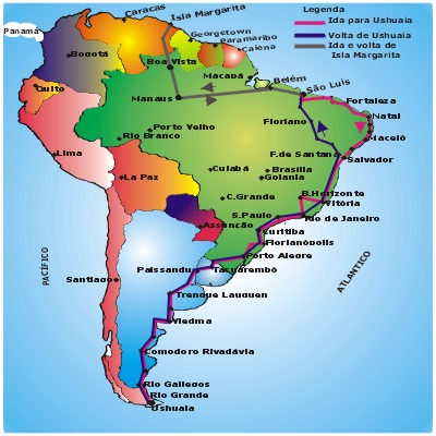 Pelas cores da linha se identifica o trajeto das duas viagens