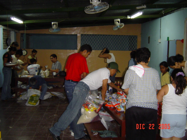 Volunteers packing