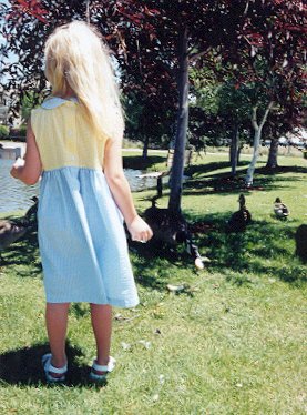 Katy feeding ducks June 2000