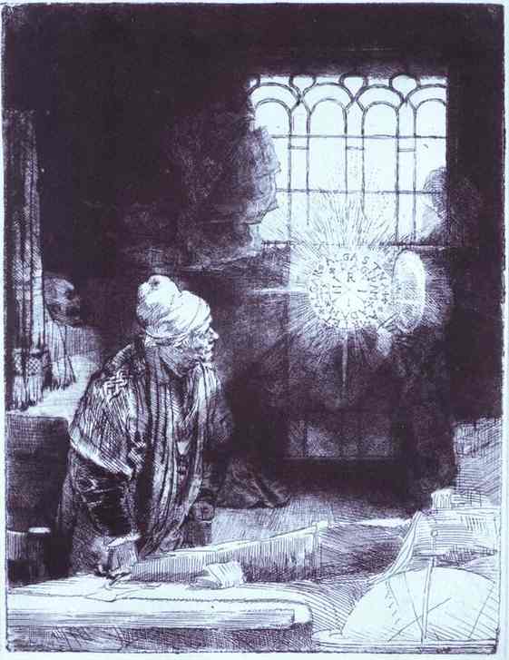 Faust im Studierzimmer. nach Rembrandt van Rijn