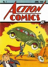 Action Comics #1, the first appearance of Superman.  Art by Joe Shuster.