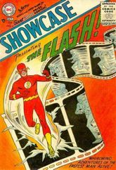 Showcase #4, first appearance of the Silver Age Flash. Art by Joe Kubert.