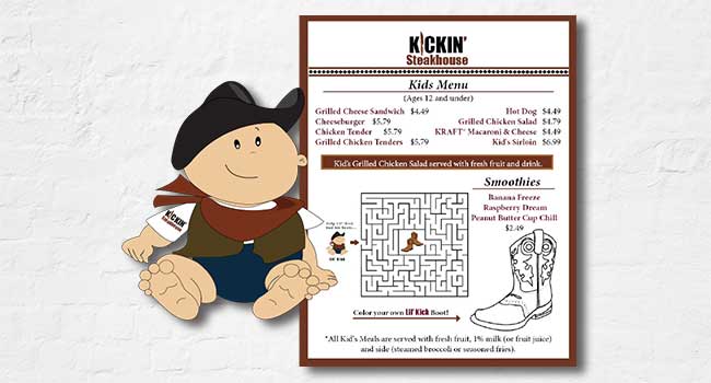 Lil' Kick kid's menu