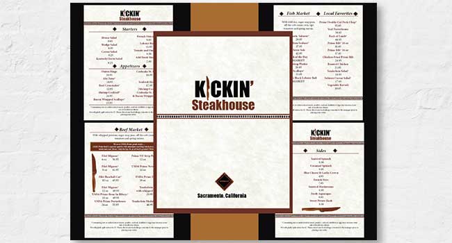 Kicken' Steakhouse Menu