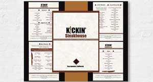Kicken' Steakhouse Menu