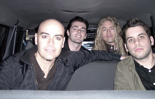 Peter, Bryan, Phil, and Jeff in the van