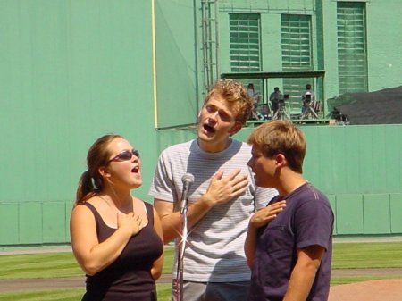 Nickel Creek singing the National Anthem