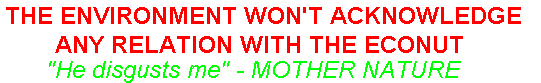 THE ENVIRONMENT WON'T ACKNOLEDGE ANY RELATION WITH THE ECONUT