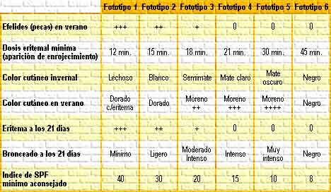 Interpretaci&oacute;n de un fototipo.